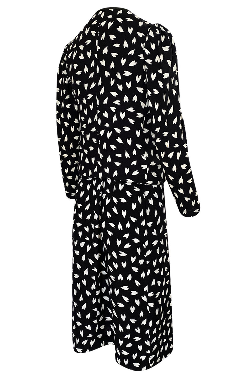 Fall 1982 Yves Saint Laurent Heart Print Black & White Suit Set