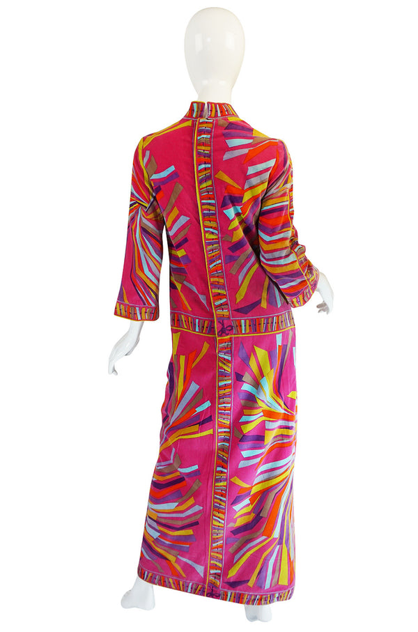 1960s Spectacular Vivid Pink Swirl Pucci Velvet Dress