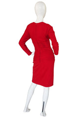 1980s Carolyne Roehm Fitted Red Dress