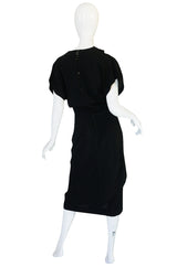 Dramatic 1940s Adrian Original Black Crepe Swing Dress