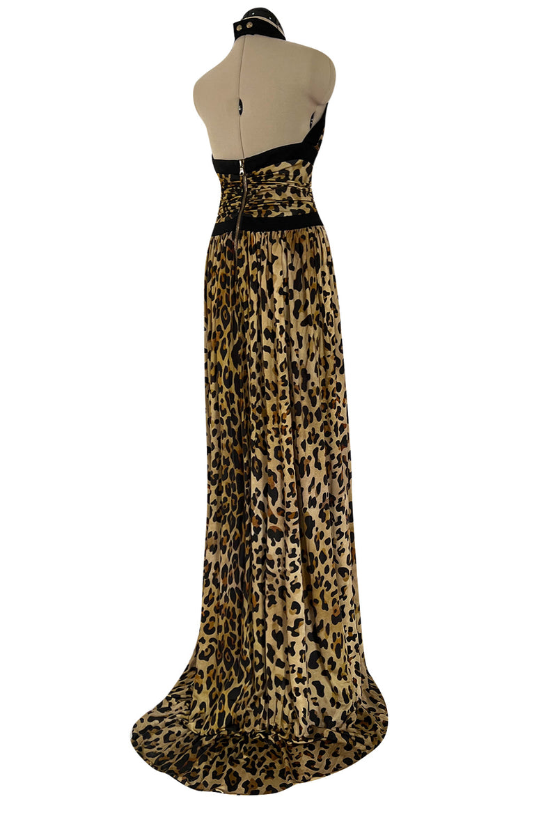 Fall 2014 Balmain by Olivier Rousteing Leopard Print Silk Jersey Dress w Low Back