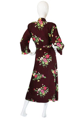 1940s Floral Rayon Wrapped & Belted Day Dress