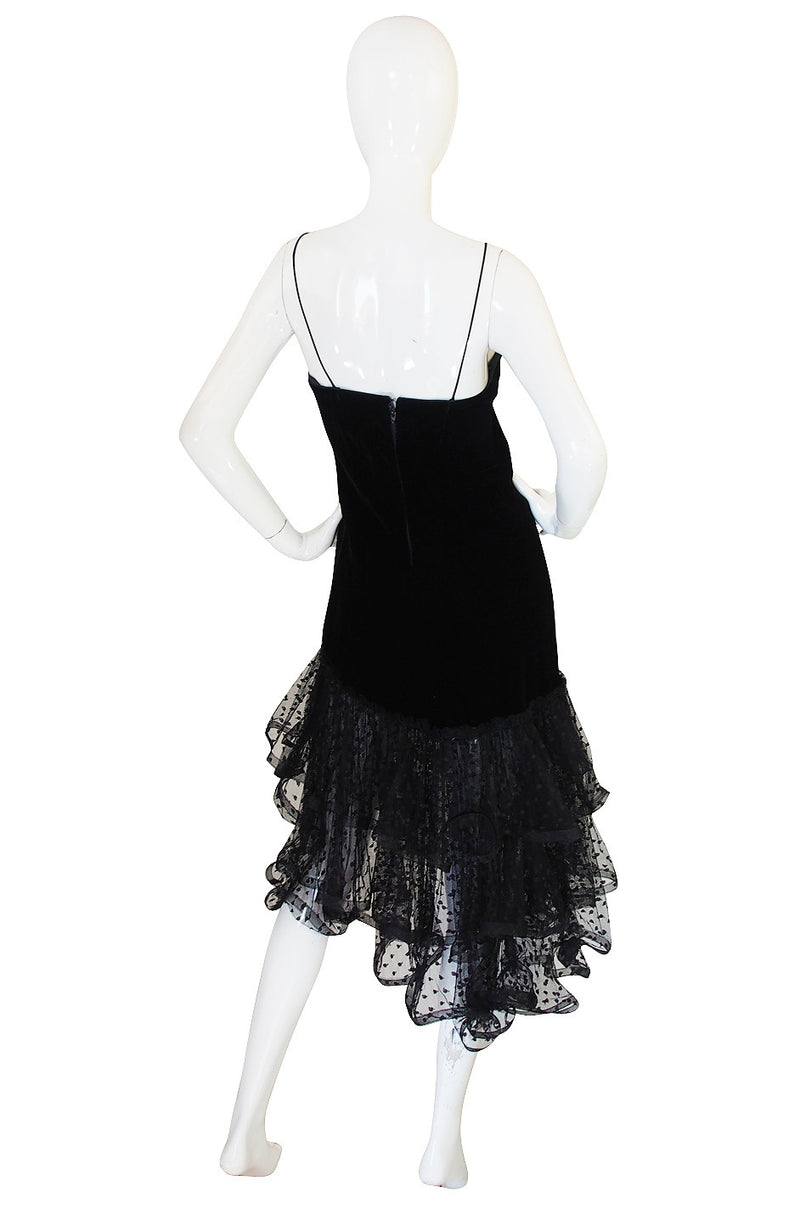 1978 Oscar de la Renta Velvet & Dotted Net Dress