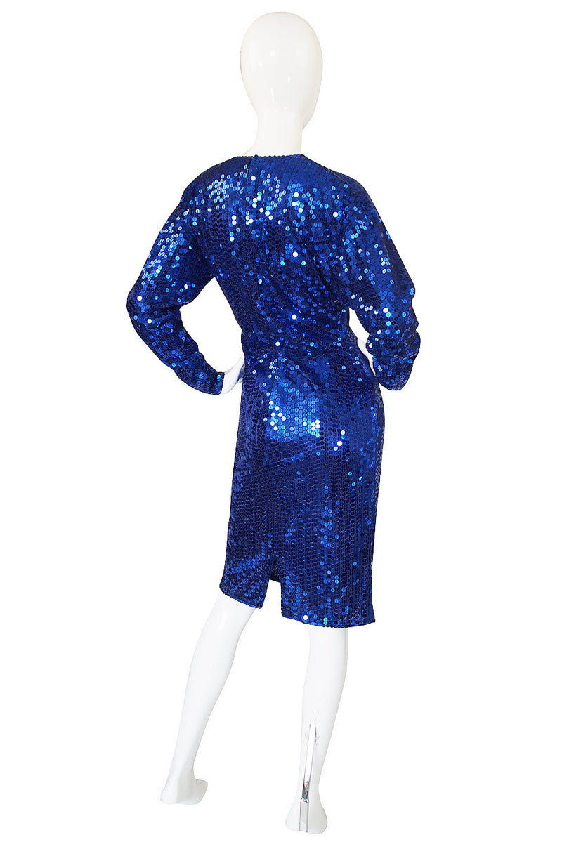 1980s Oleg Cassini Blue Sequin Dress – Shrimpton Couture