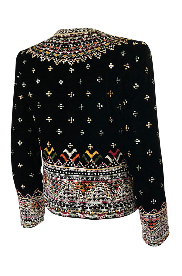 Fall 2002 Oscar de la Renta Embroidered & Sequin Black Velvet Jacket