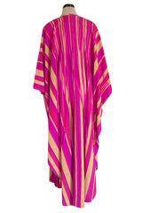 Exceptional 1960s Josefa Mexico Pink Pintuck & Ribbon Cotton Caftan Dress