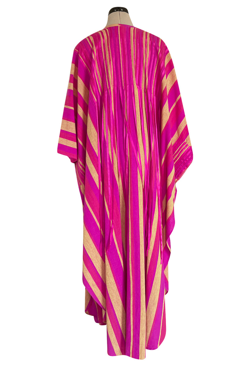 Exceptional 1960s Josefa Mexico Pink Pintuck & Ribbon Cotton Caftan Dress
