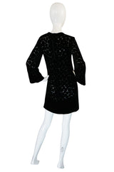 1970s Yves Saint Laurent Fused Velvet & Silk Chiffon Shift Dress