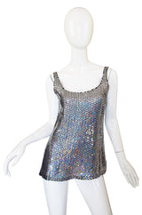 1970s Halston Silver Sequin Tank & Jacket