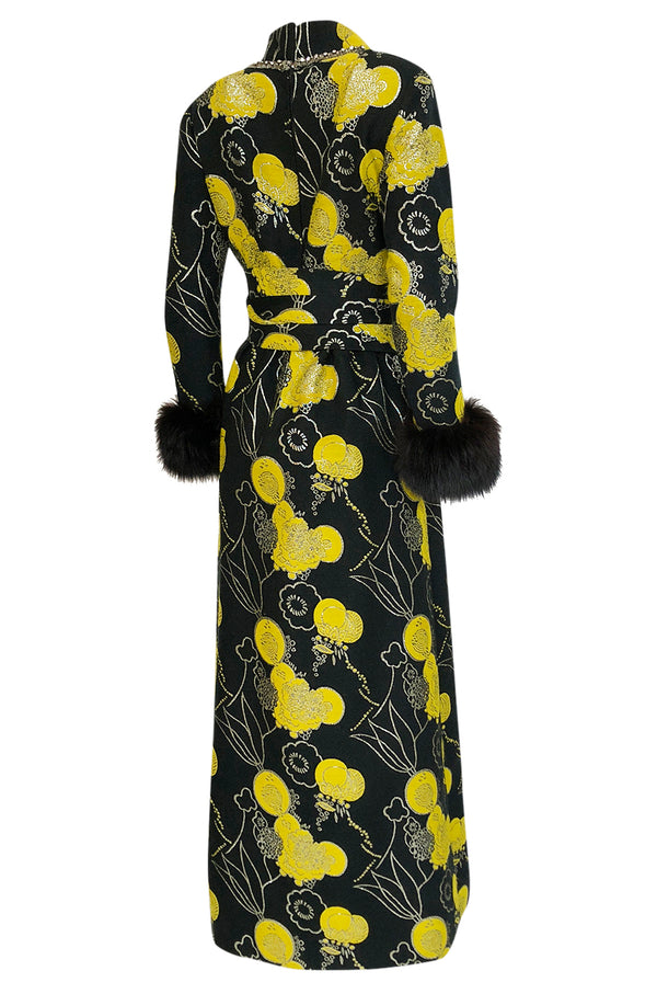 Important Fall 1970 Oscar de la Renta Ad Campaign Silk Brocade Dress