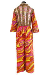 Amazing c.1967 Oscar de la Renta Gold Metallic Brocade Jumpsuit w Extensive Detailing