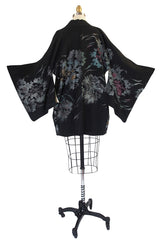 1950s Metallic Floral Design Silk Kimono