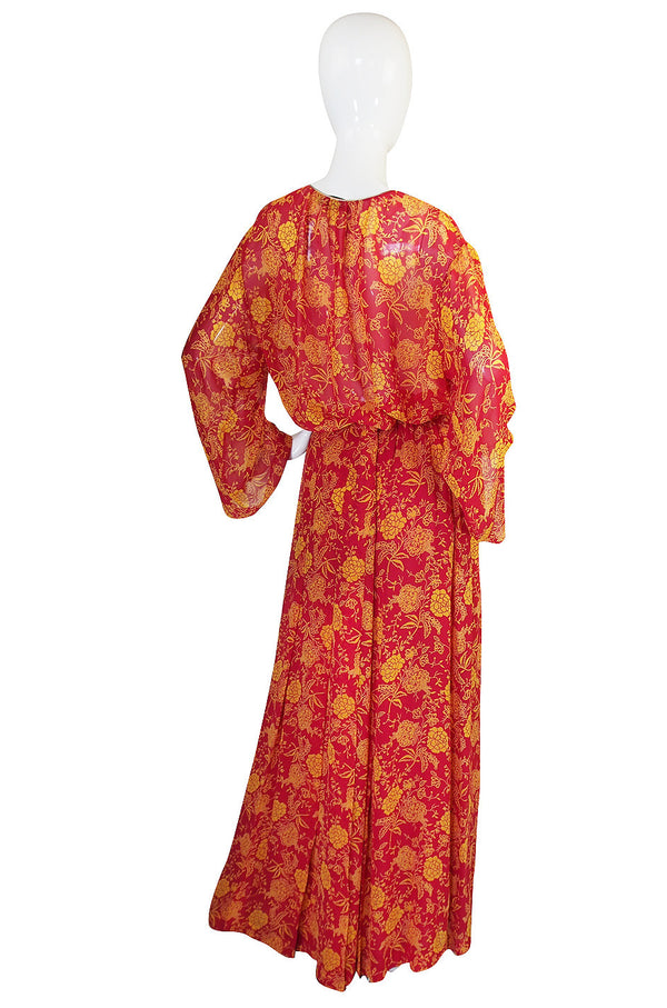 Documented 1976 Christian Dior Silk Chiffon Dress Set