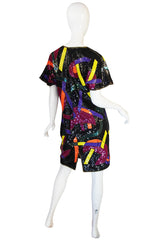 1980s Bright Sequin Encrusted Multi Color Dress