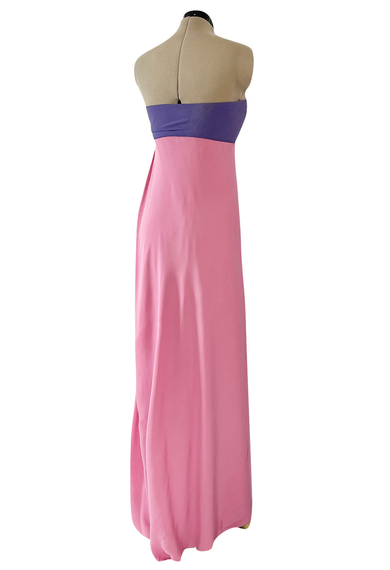 Prettiest Spring 2008 Valentino Runway Strapless Dress in Pink Yellow & Purple