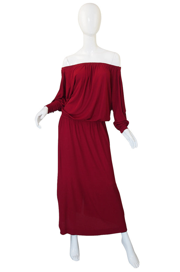 1970s Numbered Christian Dior Off Shoulder Dress