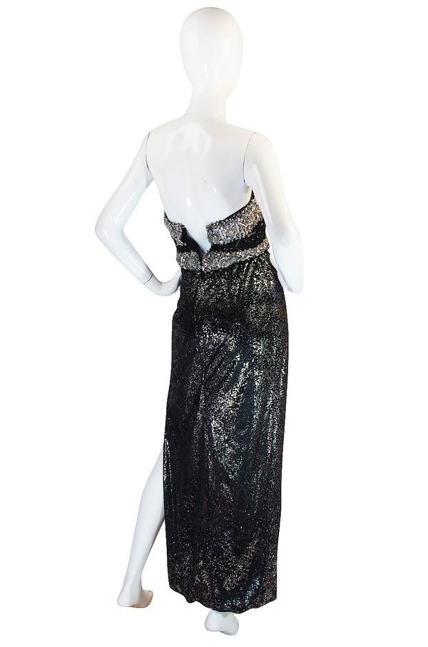 1970s Bead & Crystal Couture Galanos Gown