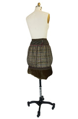 Recent Louis Vuitton Mixed Textiles Silk Chiffon & Tweed Skirt