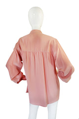 1970s Yves Saint Laurent Pink Silk Smock Top