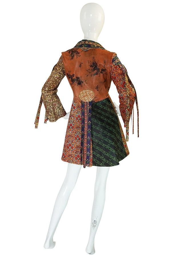 Early & Rare 1970s Roberto Cavalli Leather Print Jacket or Mini
