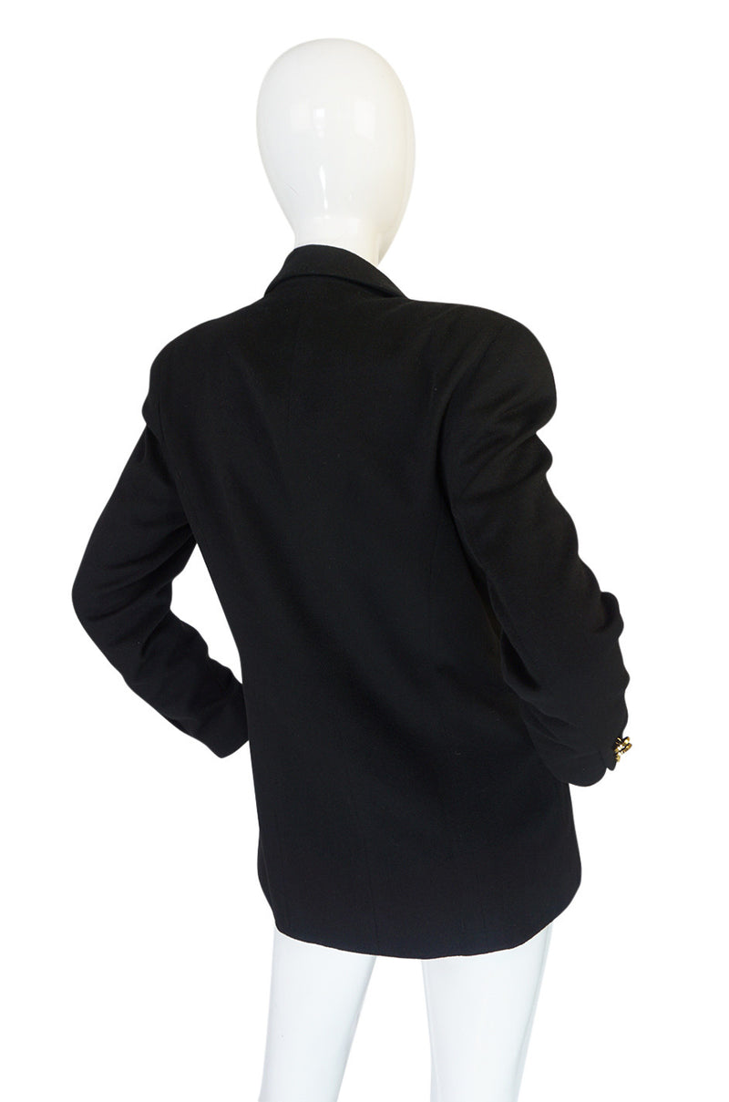 1980s Chanel Cashmere w 14 Chanel Gold Buttons Jacket