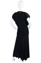 1980s Rhinestone Plunge Jersey Loris Azzaro Dress
