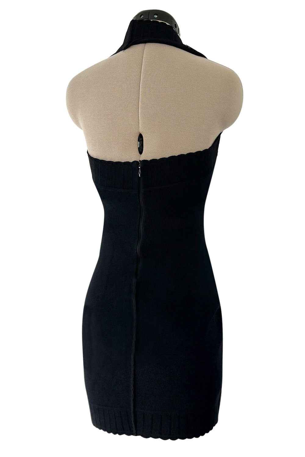 Documented Spring 1992 Azzedine Alaia Black Knit Mini Dress w Curving Shrimpton Couture Documented Spring 1992 Azzedine Alaia Black Knit Mini Dress w Curving Shrimpton Couture