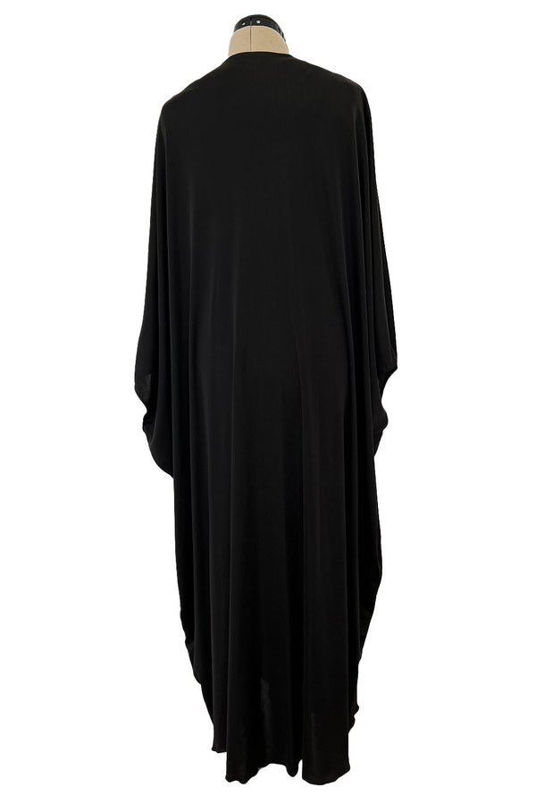 Easy to Wear 1970s Halston Simple & Chic Black Jersey Slip On Caftan Dress