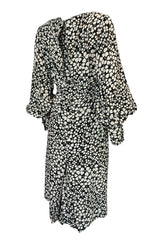 1960s James Galanos Clover & Heart Billow Sleeve Silk Dress