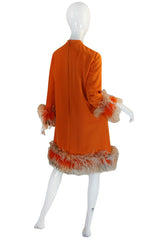 Spectacular 1960s Geoffrey Beene Silk & Feather Dress