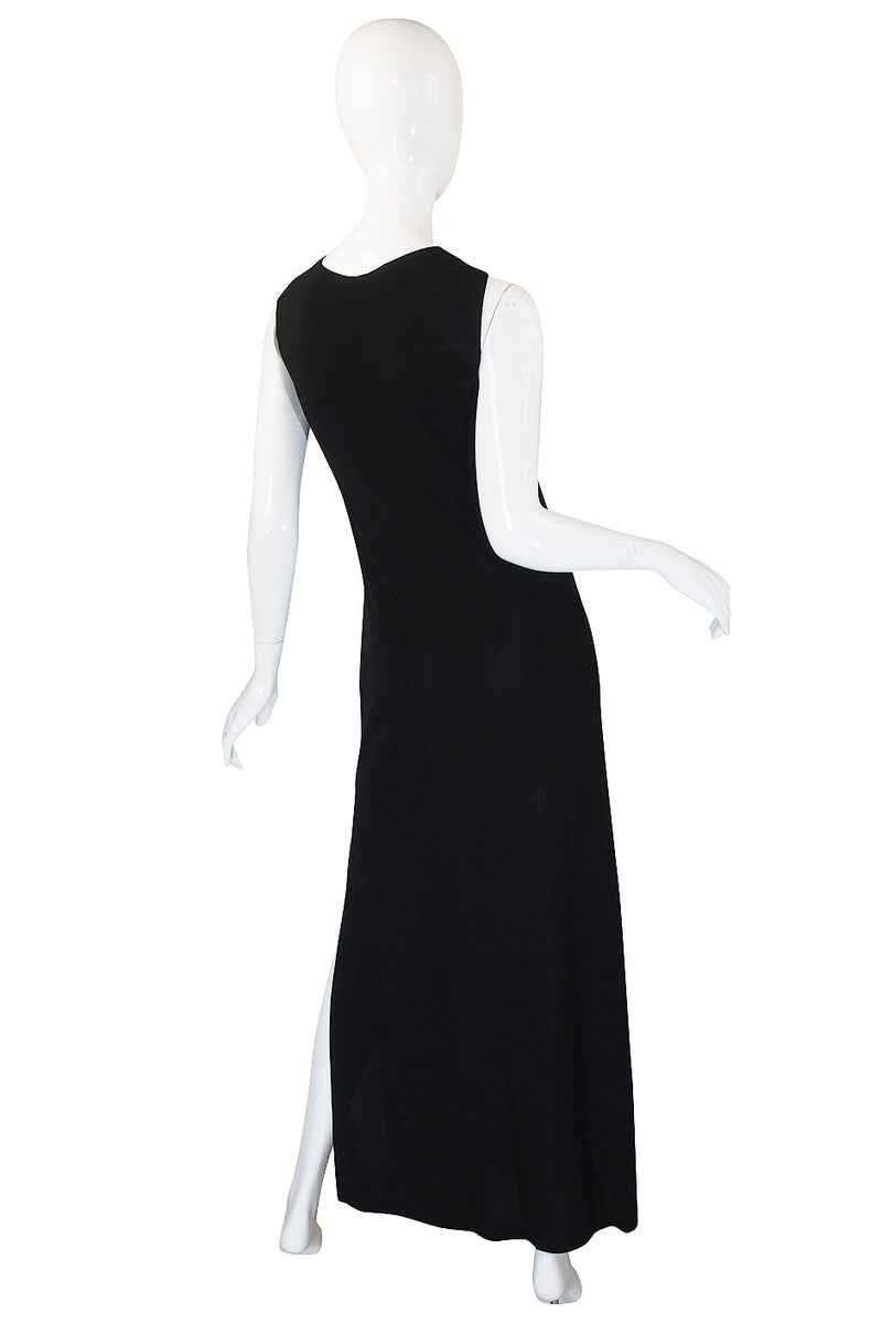 1990s Miss V Valentino Black Halter Gown