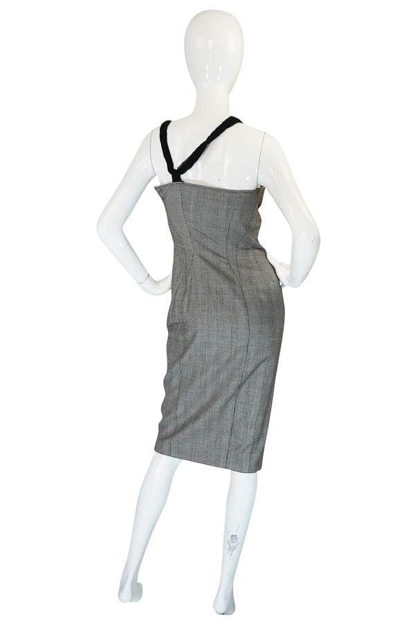 S/S 1998 Gianni Versace Couture Houndstooth Dress w Lace Cups