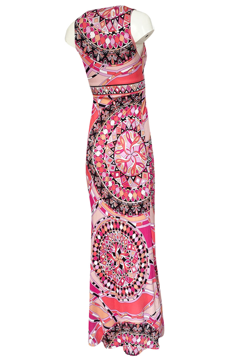 Recent 2000s Emilio Pucci Sleeveless Pink Printed Silk Jersey Dress New w Tags