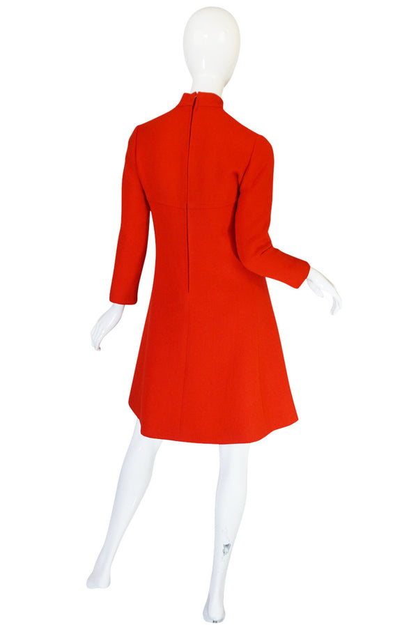 1960s Miss Dior Chic Bright Red Mod Dress