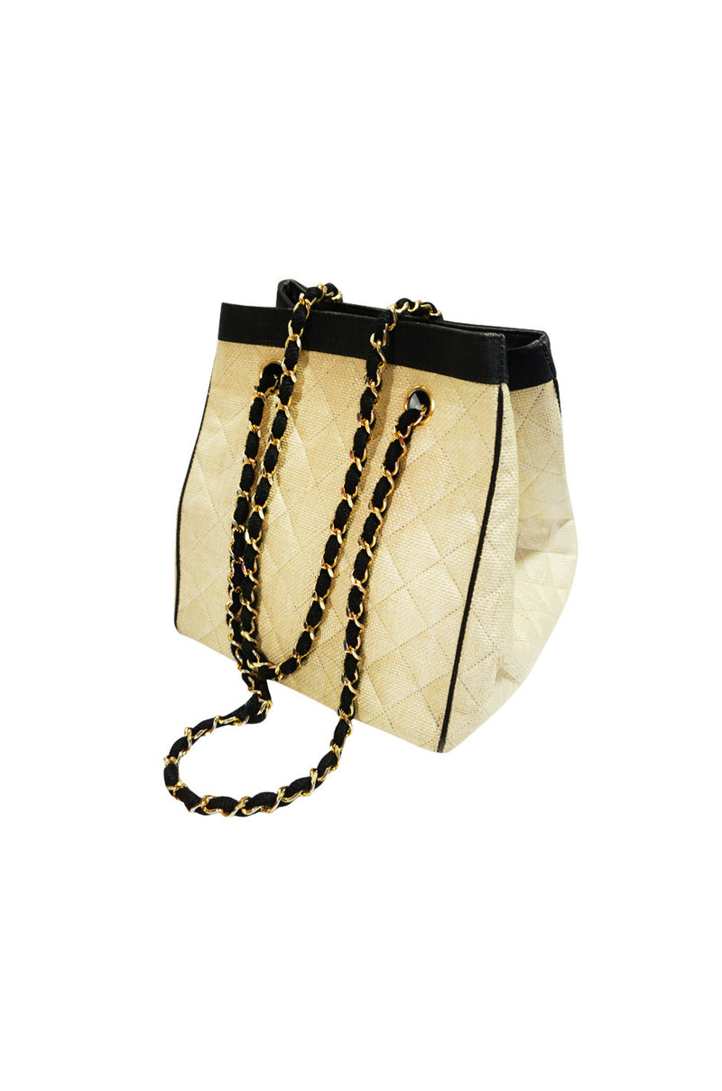 1991 Chanel Ad Campaign Logo Raffia Box Bag