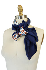 1970s Iconic Gucci Horsebit Print Silk Scarf