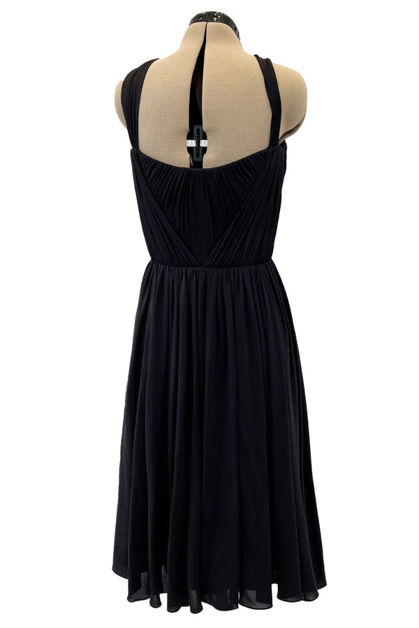 Stunning Fall 2005 Christian Dior by John Galliano Black Pleated Silk Jersey Corseted Dress