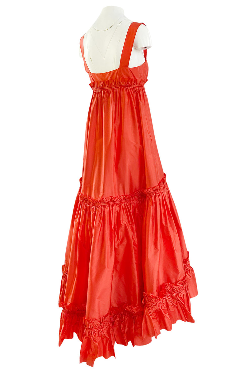 Resort 2008 Oscar de la Renta Look 56 Bright Coral Silk Full & Open Tiered Runway Dress