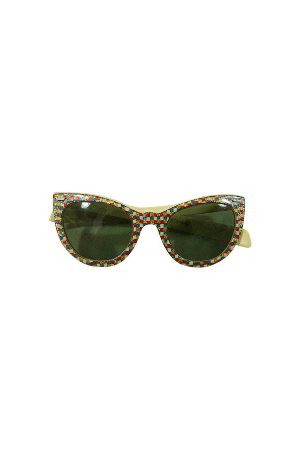 c1953-1955 Rare Claire McCardell Metallic Check Sunglasses