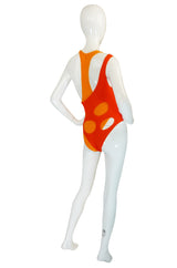 1980s Liza Bruce Coral & Orange Two Piece Layered Swimsuit