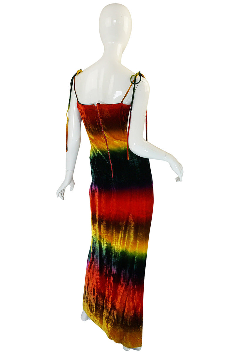 F/W 1994 Todd Oldham Tie Dye Velvet Runway Dress