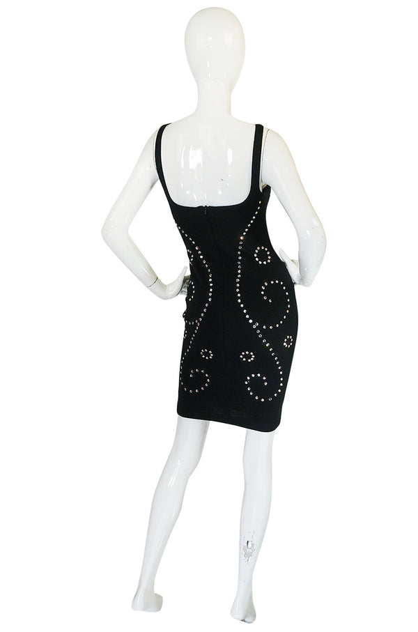 Rare 1990s Todd Oldham Rhinestone Mini Dress