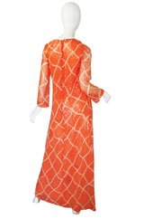 1970s Silk Sequin Harold Levine Maxi Dress