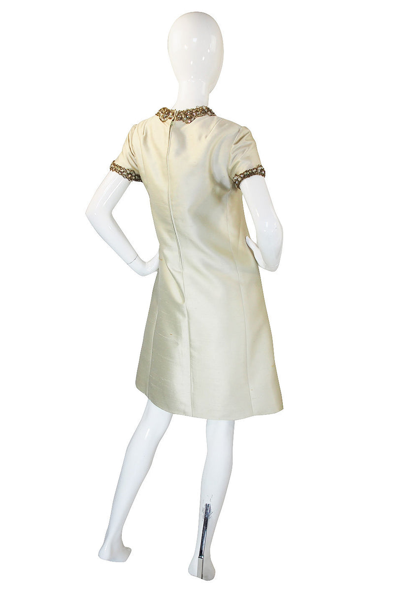 1960s Silk & Bead Malcolm Starr Shift Dress