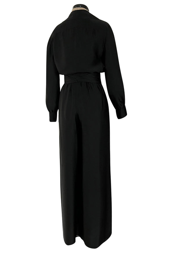 Chic Fall 1972 Christian Dior by Marc Bohan Haute Couture Black Silk Pant Set