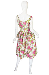 1950s Printed Floral Silky Rayon Emma Domb Dress