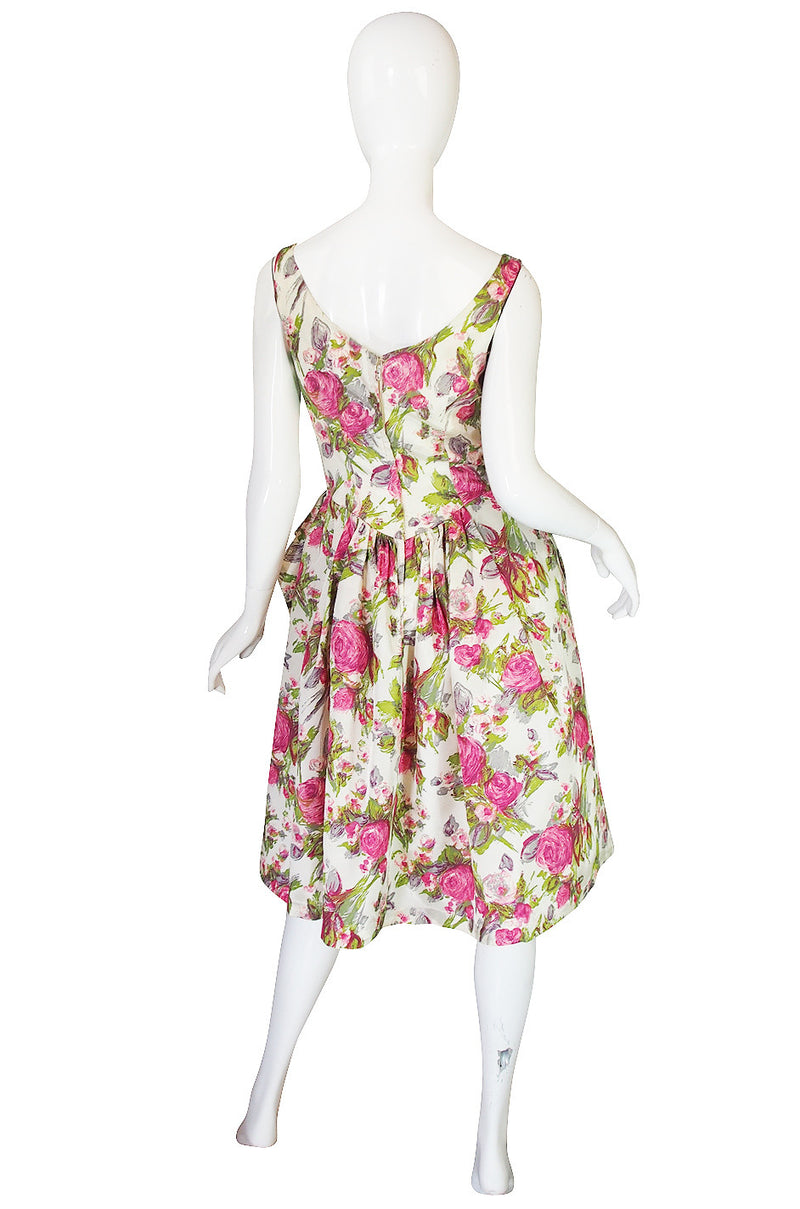 1950s Printed Floral Silky Rayon Emma Domb Dress