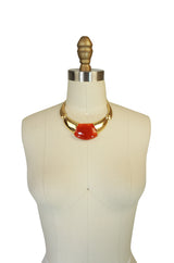 1970s Amber Resin & Gold Amulet Lanvin Choker Necklace