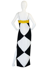 Graphic 1980s Bill Blass Black & White Diamond Bow Dress