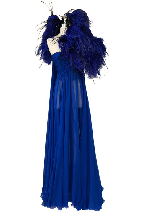 F/W 2004 Jean Louis Scherrer Haute Couture Runway Dress & Feather Cape